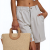 Wooden handle beach bag